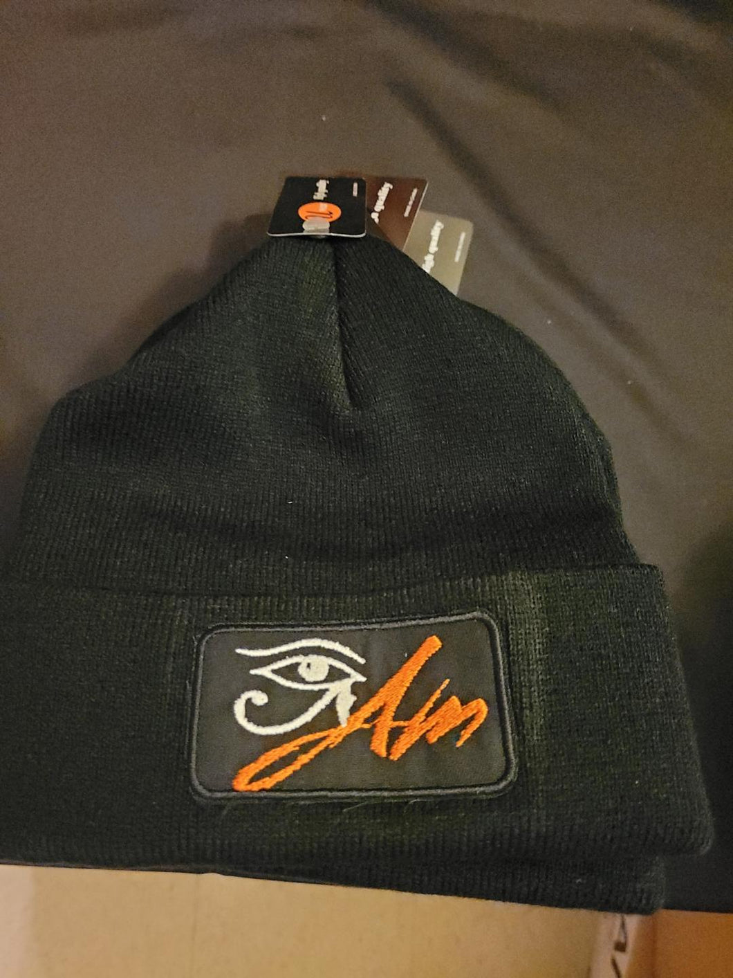 Black Hat Orange Print